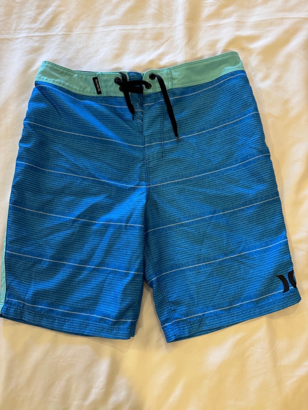 Hurley Boy’s  Blue and Aqua Stripe Boardshorts